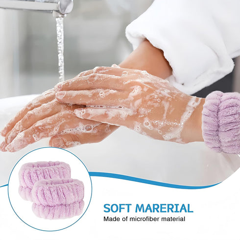 luvilly 4 Pairs Absorbent Microfiber Wrist Bands, Skincare Wristbands Face Washing Wrist Towels, Spa Wristbands