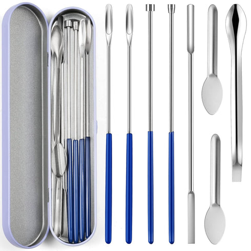 8 Piece Capsule Filling Machine Kits for Empty Pill Capsules, Home & Lab Supplies - Micro Tiny Spoon Spatula, Lab Scoop