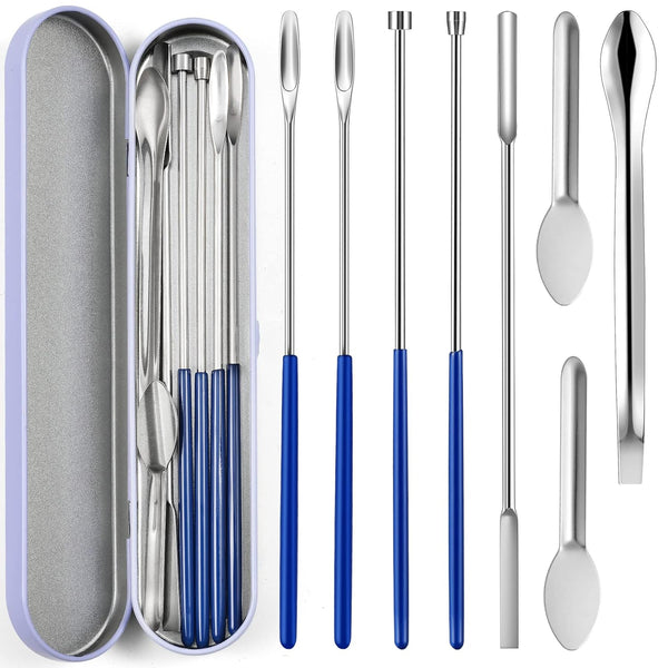 8 Piece Capsule Filling Machine Kits for Empty Pill Capsules, Home & Lab Supplies - Micro Tiny Spoon Spatula, Lab Scoop