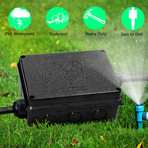 Electrical Box, Outdoor Waterproof IP65 Junction Box, ABS Plastic Project Box Power Cord Enclosure, Black