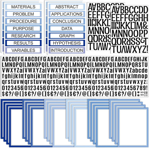 PerKoop 36 Sheets Science Fair Board Supplies - 24 Self Adhesive Presentation Titles and 8 Personalized Letter Sticker