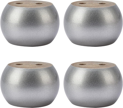 TCHOSUZ 2 inch / 5cm Wooden Furniture Legs, Pack of 4 Silver Solid