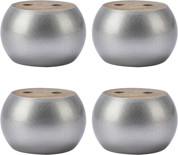 TCHOSUZ 2 inch / 5cm Wooden Furniture Legs, Pack of 4 Silver Solid