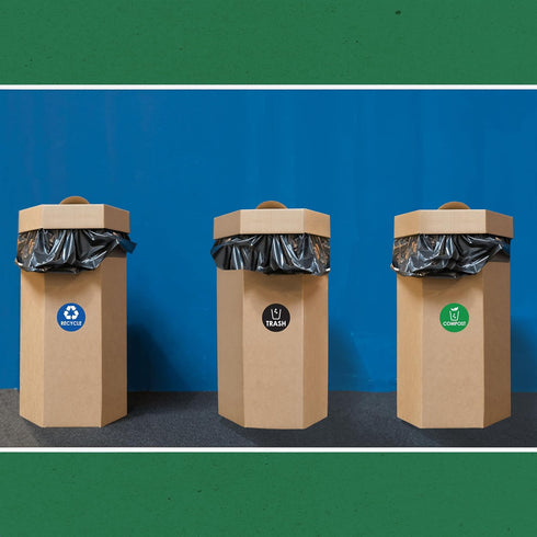 Trash Recycle Compost Stickers - 6-Pack, 4" Inch Round Decals for Indoor & Outdoor Waste Management
