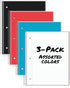 Dunwell 3-Pack 1-Subject Notebook College Ruled - 100 Sheets (200 Pages), Red, Blue, Black Spiral Notebook 8.5 x 11, Plastic Cover, Inner Pockets by Dunwell