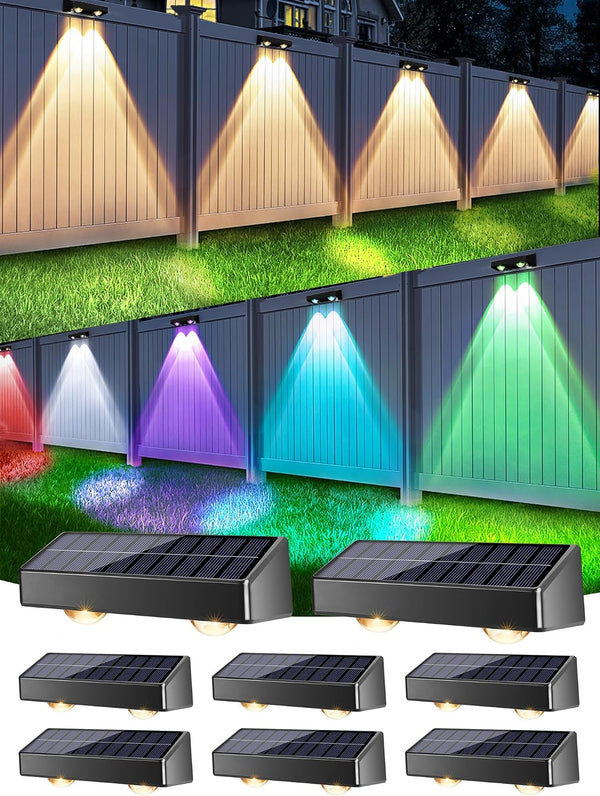 Brizled Solar Fence Lights Outdoor, 8 Pack 9 Colors & 11 Modes