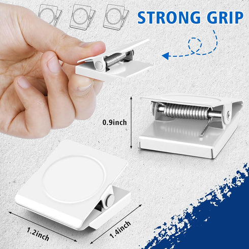 Grtard 6 Pack Heavy Duty Magnetic Clips, Strong Magnets for Whiteboard, Refrigerator, Home, School, Office (White)