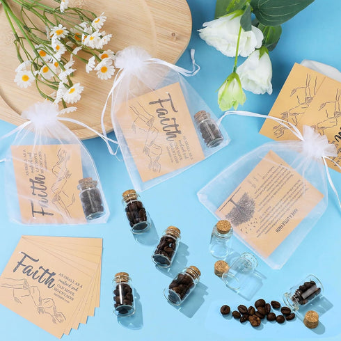 Acewen 36 Sets Set Mustard Seed Faith Bottle Mustard Seed Gift Bulk Have a Little Faith Card Christian Gifts Christian