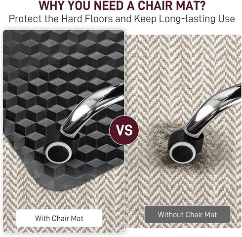 EHVTIZ 36"x48" 3D Chair Mat for Hard Floors, Geometric Textured Floor Protector, Heavy-Duty Office & Home Carpet