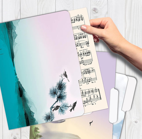 Better Office Products Decorative File Folders, 12 Pack, 6 Unique Designs, Heavyweight, Letter Size