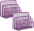 EASEPRES 2 Pack Desk Mail Organizer, Purple Metal Mesh Small Letter Sorter with 3 Vertical Compartments