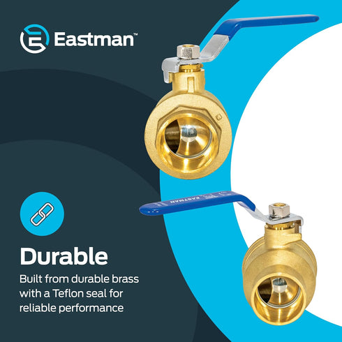 1-1/4 1-1/4 20067LF Eastman Heavy Duty Full Port Brass Ball Valve, in Sweat x in Sweat Connection