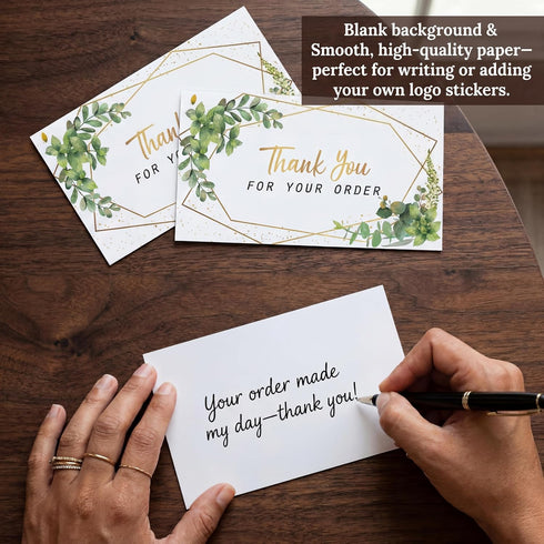 Outus 180 Pieces Thank You for Your Order Card Support Small Business Customer Thank You Cards Gold Foil and Green