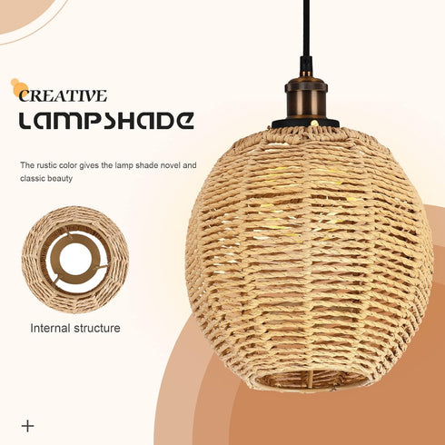 (15 15 cm) Wicker Lamp Shade for Hanging Lamp,Woven Pendant Lamp Shade Rattan Light Fixture Shade for Living Room