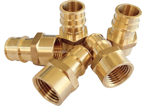 EFIELD Pex-A 1/2"x 1/2" Female NPT Adapter, Full Flow Expansion Brass Fitting, ASTM F1960, Pack of 5 (PEX1960026-5PCS)