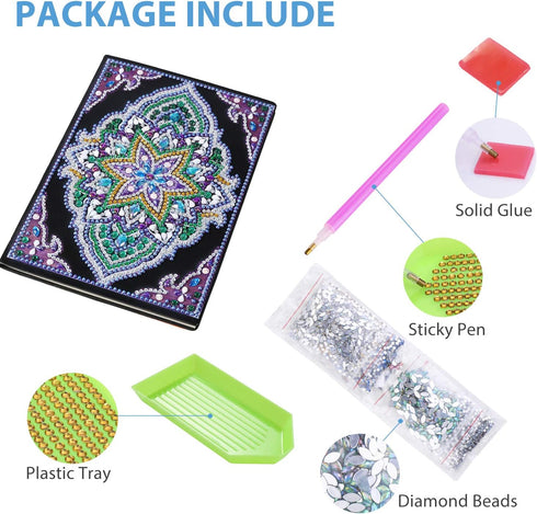 Diamond Art Painting Book - Special Shaped DIY Notebook with Mandala Diary, 100 Pages/50 Sheets A5