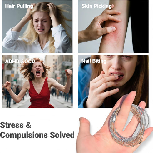 FAMCHAINS 2 Pack Skin Picking Fidget Ring, Skin Picking Fidget Toys for Adults with Trichotillomania to Manage