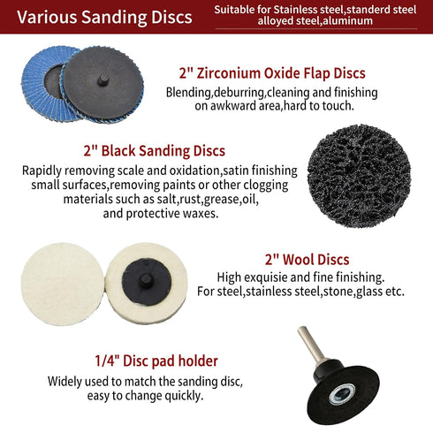 2 Inch 80 Combination,1/4 Inch Sanding Disc, Pcs Quick Change Disc Shank Pad Holder Fits Various Grinder.Widely Used