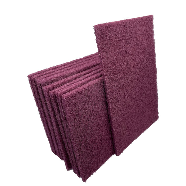 VSM 10-Pack, 6" x 9", Maroon Very Fine Non-Woven Hand Pad, Aluminum Oxide Grains for Finishing and Cleaning