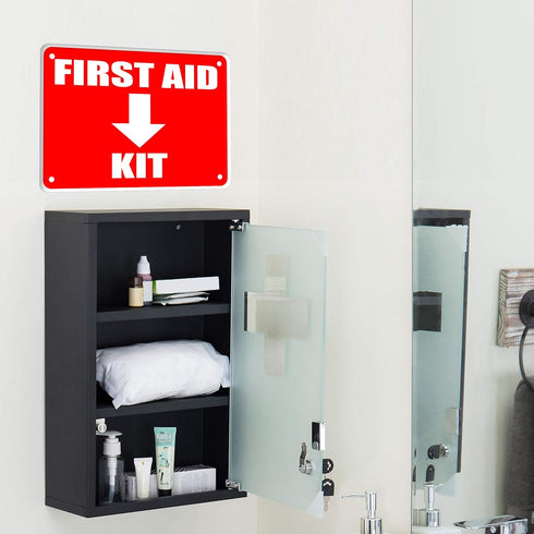 2 Pack First Aid Safety Sign - Clear Visible 7" x 10", Easy to Install, Durable Water Resistant for Indoor and Outdoor