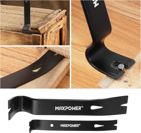 4-Pieces Set, 12-inch 8-inch 10-inch 7-inch MAXPOWER Pry Bar Utility Claw Pry Bar, Nail Puller, and Flat Pry Bar