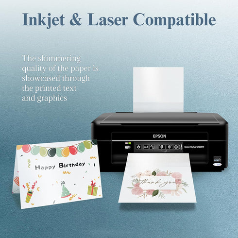Shimmer 5x7 A7 100 Pack White Blank Cards and Envelopes, Goefun Pearl White Folded Cardstock and Envelopes Self Seal