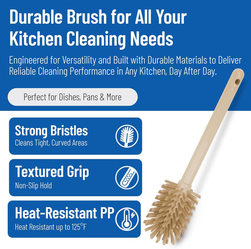 16 Inches, SPARTA Scrub Brush Bottle Brush, Dishwasher Safe Brush with Hanging Hole for Cleaning, Plastic, Tan