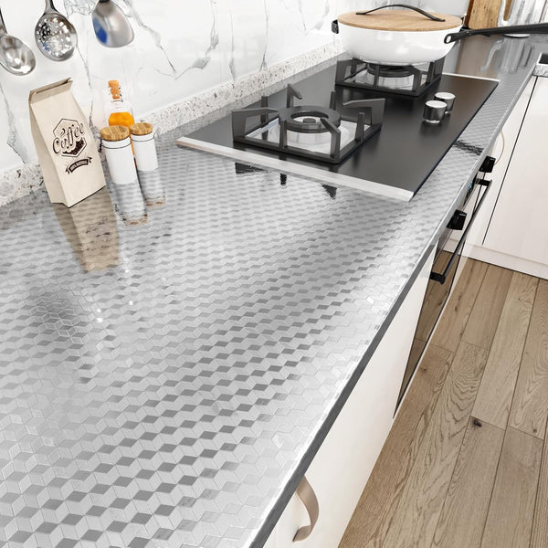 WESTICK Stainless Steel Contact Paper 80 x15.75 , Oil Proof Peel and Stick Wallpaper for Kitchen Countertops