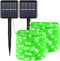 YAOZHOU Green Solar Fairy String Lights, 2 Pack 100LED, IP67 Waterproof for Outdoor Decorations