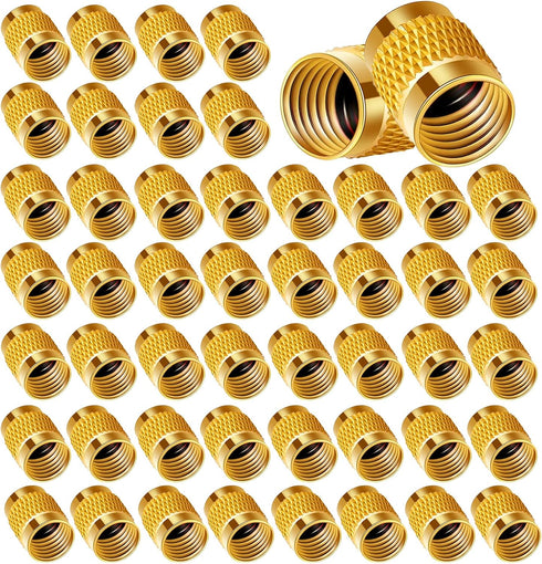 50PCS 1/4 Flare Cap, HVAC Valve Caps with Neoprene O Ring Seal, Round Brass Refrigerant Locking Caps