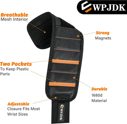 Magnetic Wristband for Holding Screws - Drilling Bits, Nails, Stocking Stuffers Gifts for Men, Father's Day Gift