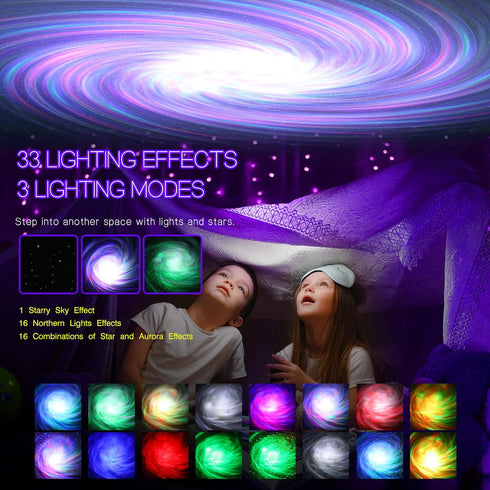 33 Northern Galaxy Light Aurora Projector with Light Effects, Night Lights LED Star Projector for Bedroom Nebula Lamp