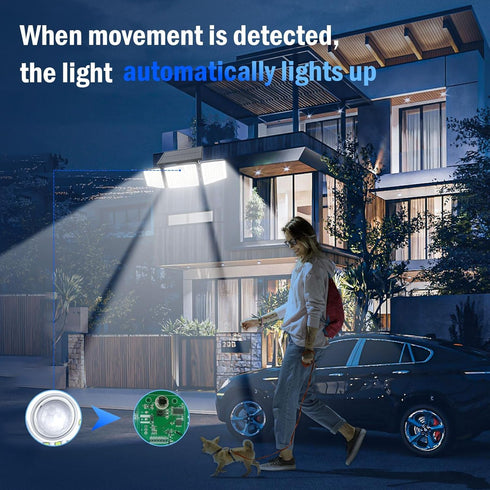2500LM Sensor,3 270 Lights,IP65 3 Modes(Non-Remote,1 daphino Solar Lights Outdoor with Motion Head Wide Angle Street