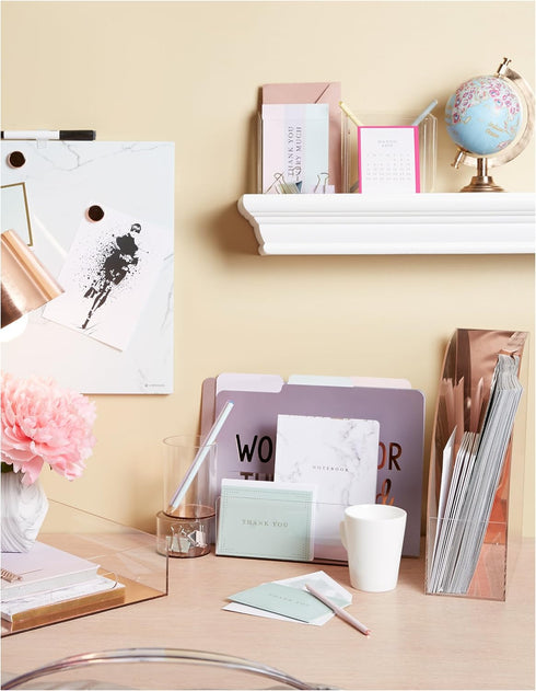 C.R. Gibson Pink Acrylic Mirror Desktop Organizer, 4'' x 12'' x 10''