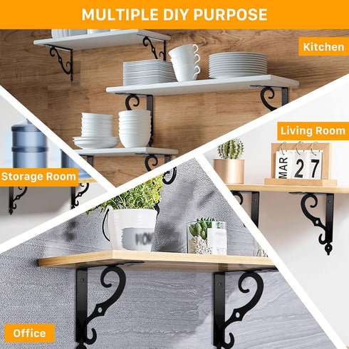 Cynquma 10 Pack Shelves,7.4Inch Decorative Shelf Brackets,L Bracket for Wall Mounted L Shape Shelf Bracket,Heavy Duty