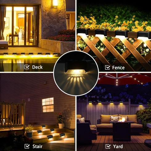 12 Pack, Solar Fence Lights Outdoor Warm White, Waterproof LED Solar Deck Lights for Outdoor Stairs, Step, Fence, Yard