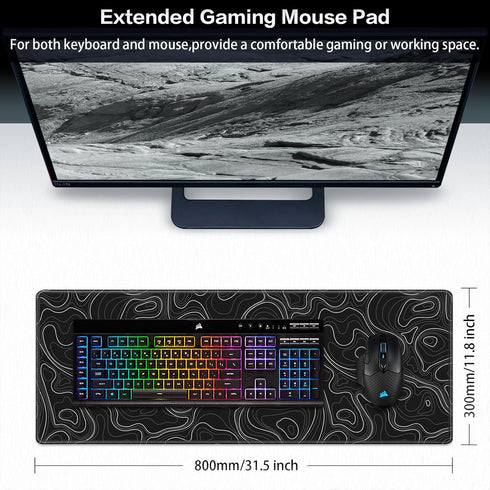 Gaming Mouse Pad, Canjoy Topographic Contour 31.5x11.8inch Large Extended Mouse Mat for Gaming and Office