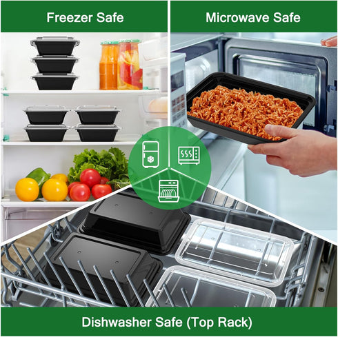 50 Pack (100-Piece) 32 oz Meal Prep Containers, Reusable with Lids, Sturdy Leakproof & Food Safe, Microwave &