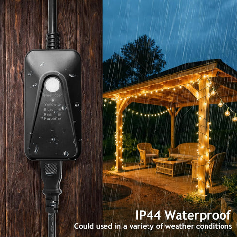 Dimmer Dimmer 100FT (2H/4H/6H/8H),Waterproof Dimmer Dimmable Outdoor for String Lights,Plug-in Switch Remote Control