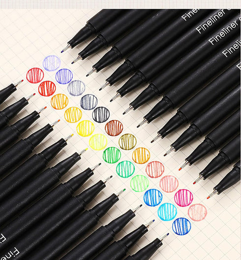 YIKANGHENG 24 Pcs 24 Colors Fine Point Line Drawing Pens, 0.4mm for Painting, School and Office Supplies