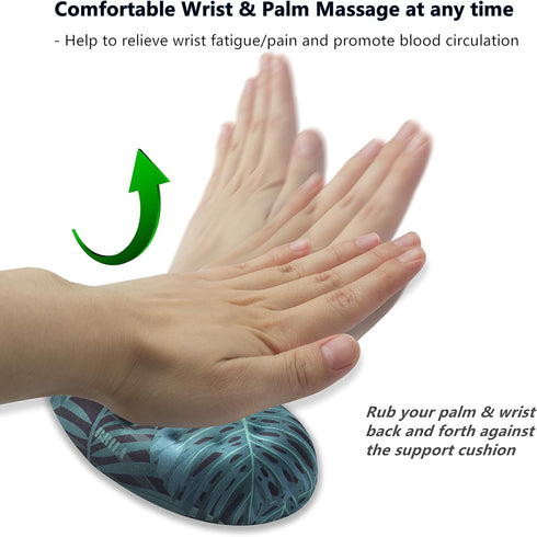 BRILA Ergonomic Memory Foam Mouse Wrist Rest Support Pad Cushion for Computer & Laptop - Floral Leaves Design
