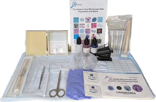 Rs' Science Microscope Slide Accessory Kit - Standard Set, Including Methylene Blue & Eosin