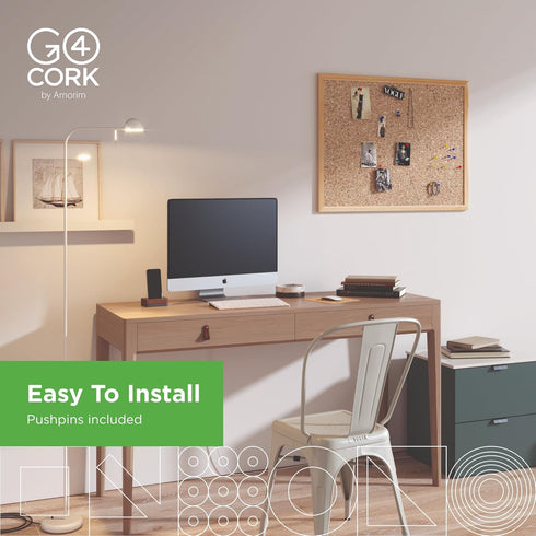 Go4Cork Framed Cork Bulletin Board - 23.6”x 15.7”, Double-Sided Pine Frame for Office & Classroom Organization