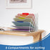 SUPEASY Fan Shaped Desk File Organizer, White, 6 Compartments for Filing Paper, Desk Accessories, School, Office