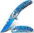 Pocket Knife for Men, Cool Folding Knife with 3D Blue Dragon Embossed Relief, Great EDC Gift for Outdoor Survival