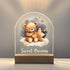 Teddy Bear Frame Night Light Up Table Wood Base LED Desk Stand Plaque Nursery Decor Sweet Dreams Night Light Kids Baby