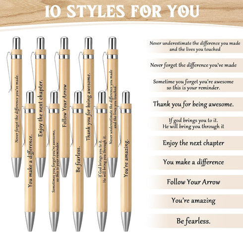 Teling 100 Pieces Motivational Pens - Bulk Inspirational Quotes Ballpoint Pens for Back to School Gifts, Black Ink