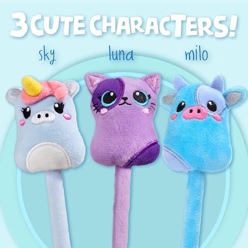 BUNMO Cute Pens | Refills Included | Cute Pens with Soft Grip | Fun Pens for Kids Drawing & Writing | Gift for Teen Girls | Tween Girls Gifts | Kids Pens | for Girls and Boys | Plush Pens 3 Pack