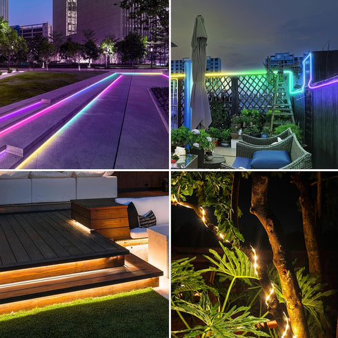 32.8Ft IP68 ZAIYW Dual Color Changing Solar LED Strip Lights Outdoor, Waterproof Strip Lights with Timer Remote