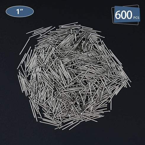 600pcs Hardware Nails - 1'' × 17 Ga Nickel Plated Hanging Nails for Pictures, Brad Head Nails, Wood Nails, Finishing
